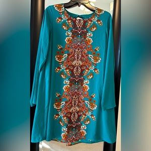 Xhilaration Teal Paisley Dress sz M